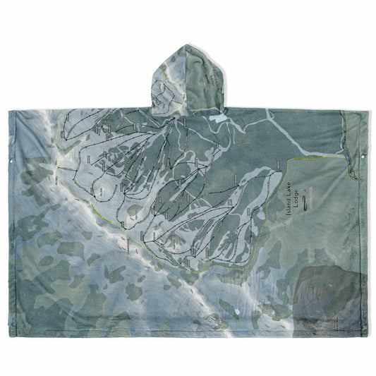 Island Lake Lodge, British Columbia Ski Resort Map Flannel Blanket Poncho