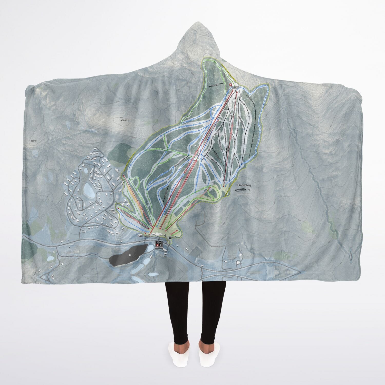 Bromley, Vermont Ski Trail Map - Adult Hooded Blanket