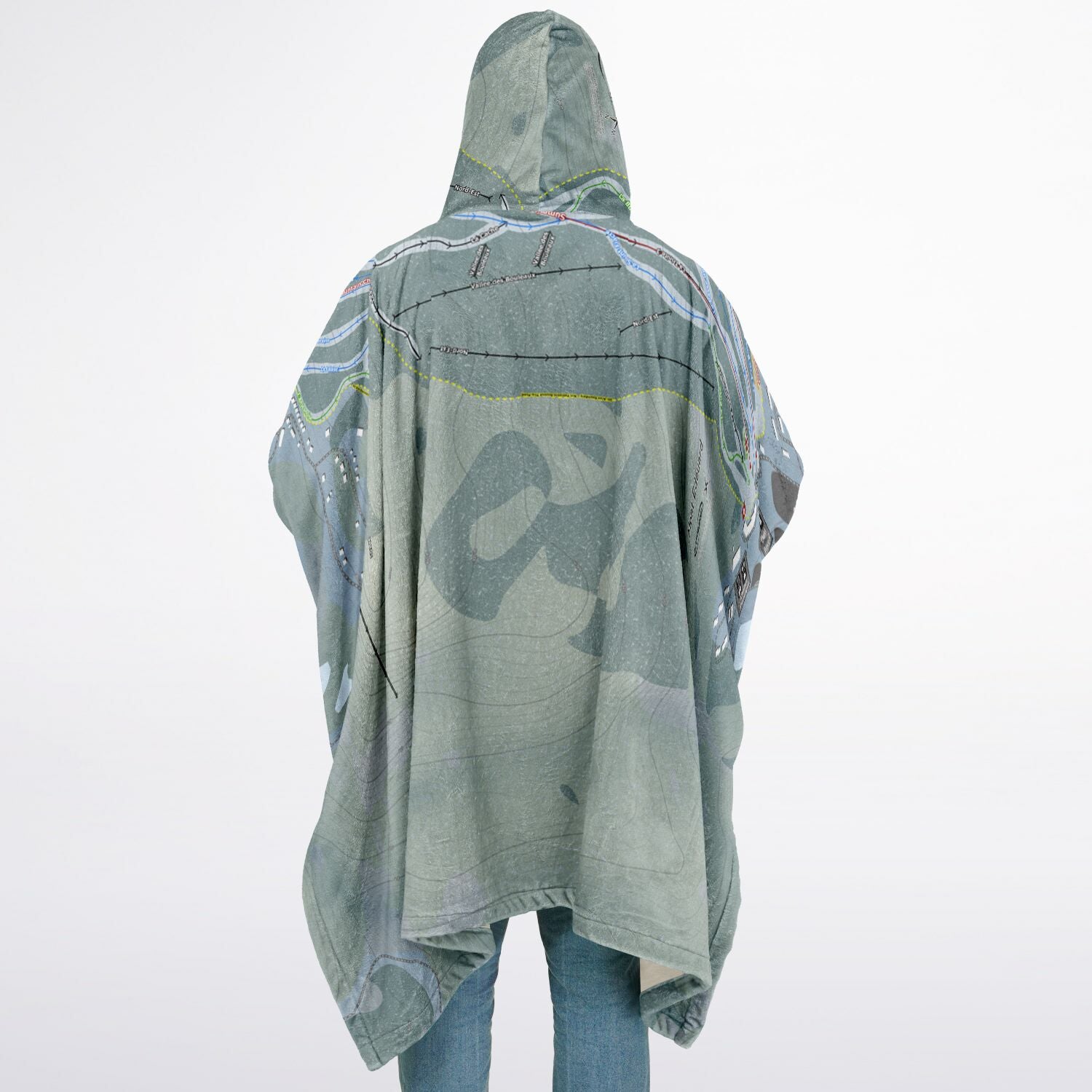 Mont Edouard, Quebec Ski Resort Map Flannel Blanket Poncho