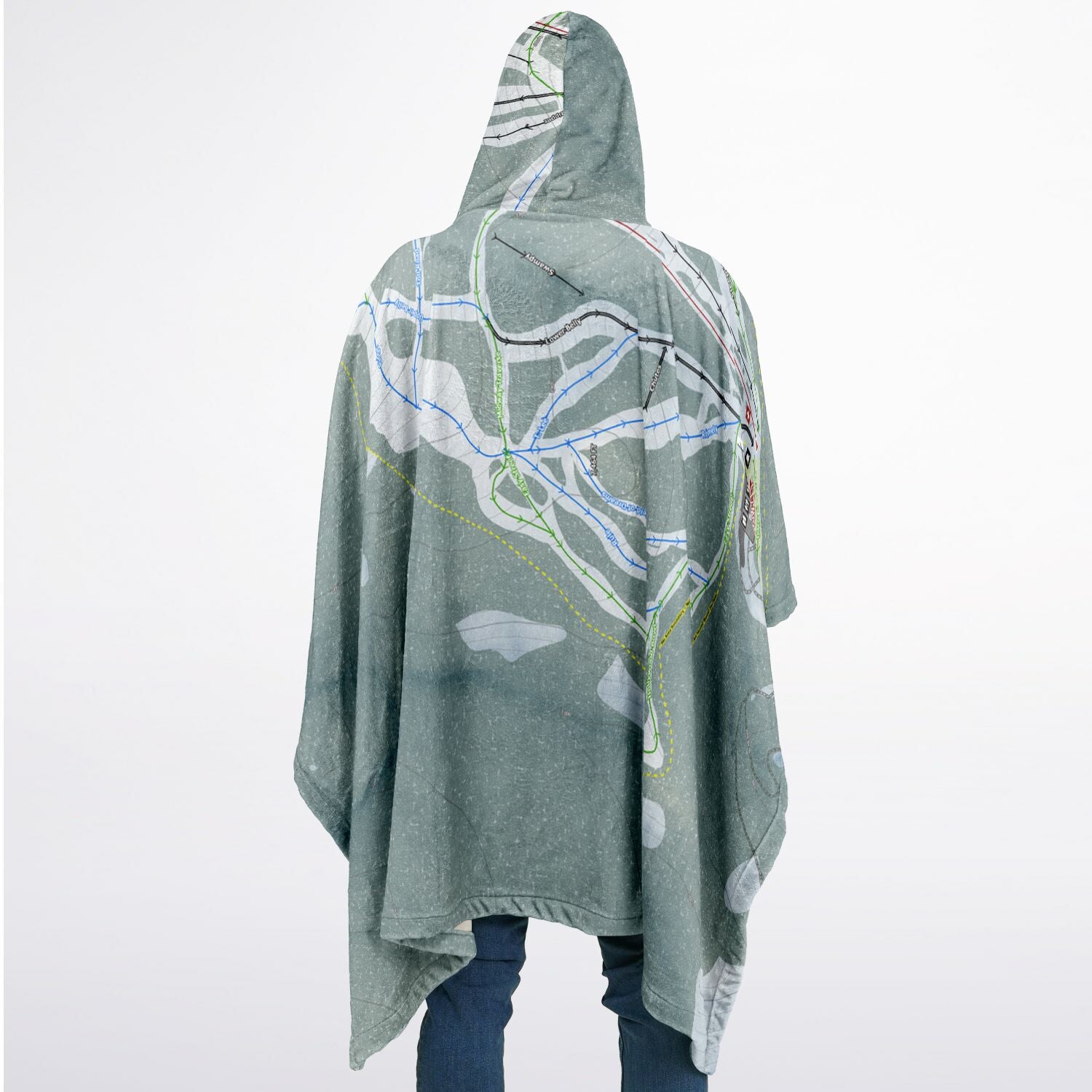 Maverick Mountain, Montana Ski Resort Map Flannel Blanket Poncho
