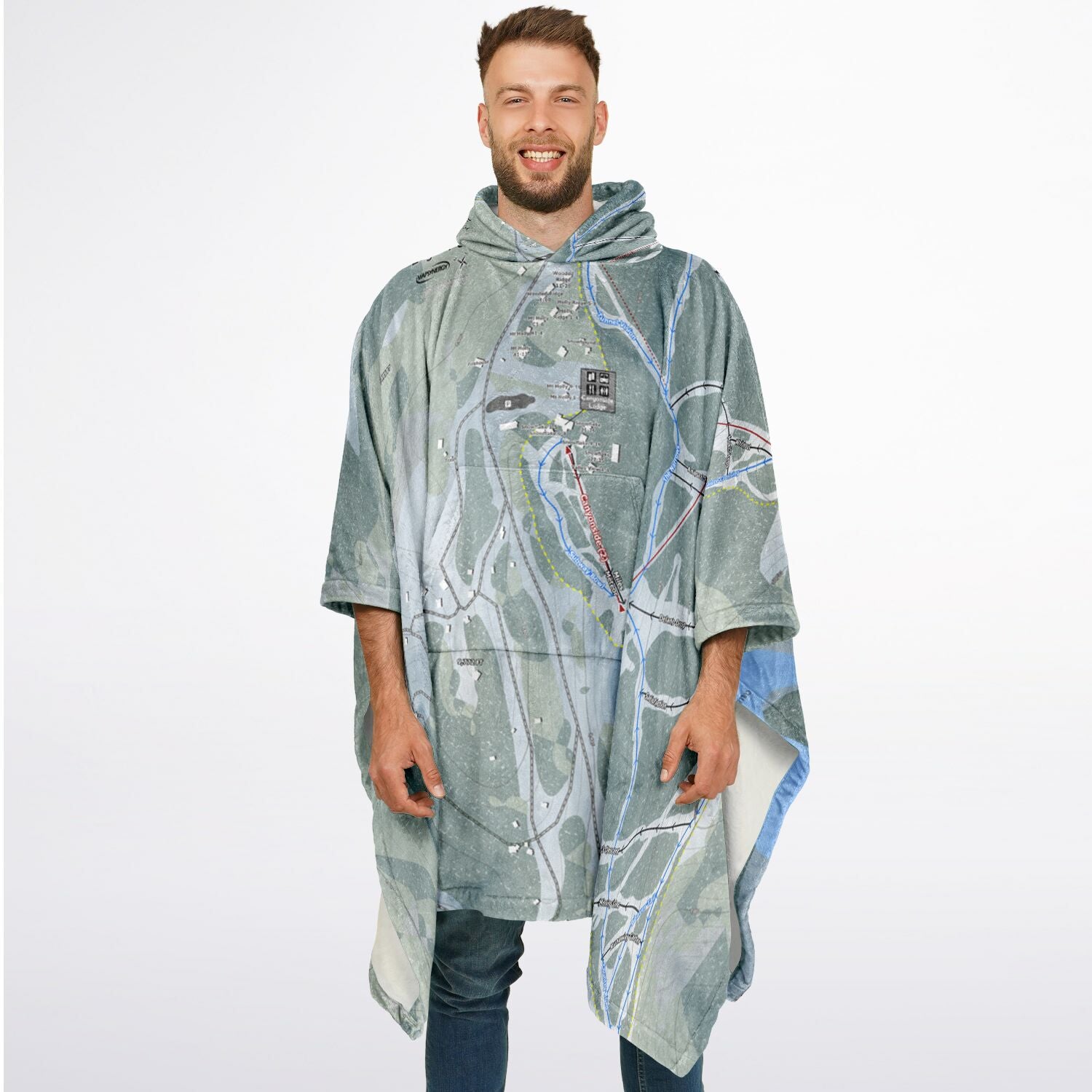 Eagle Point, Utah Ski Resort Map Flannel Blanket Poncho