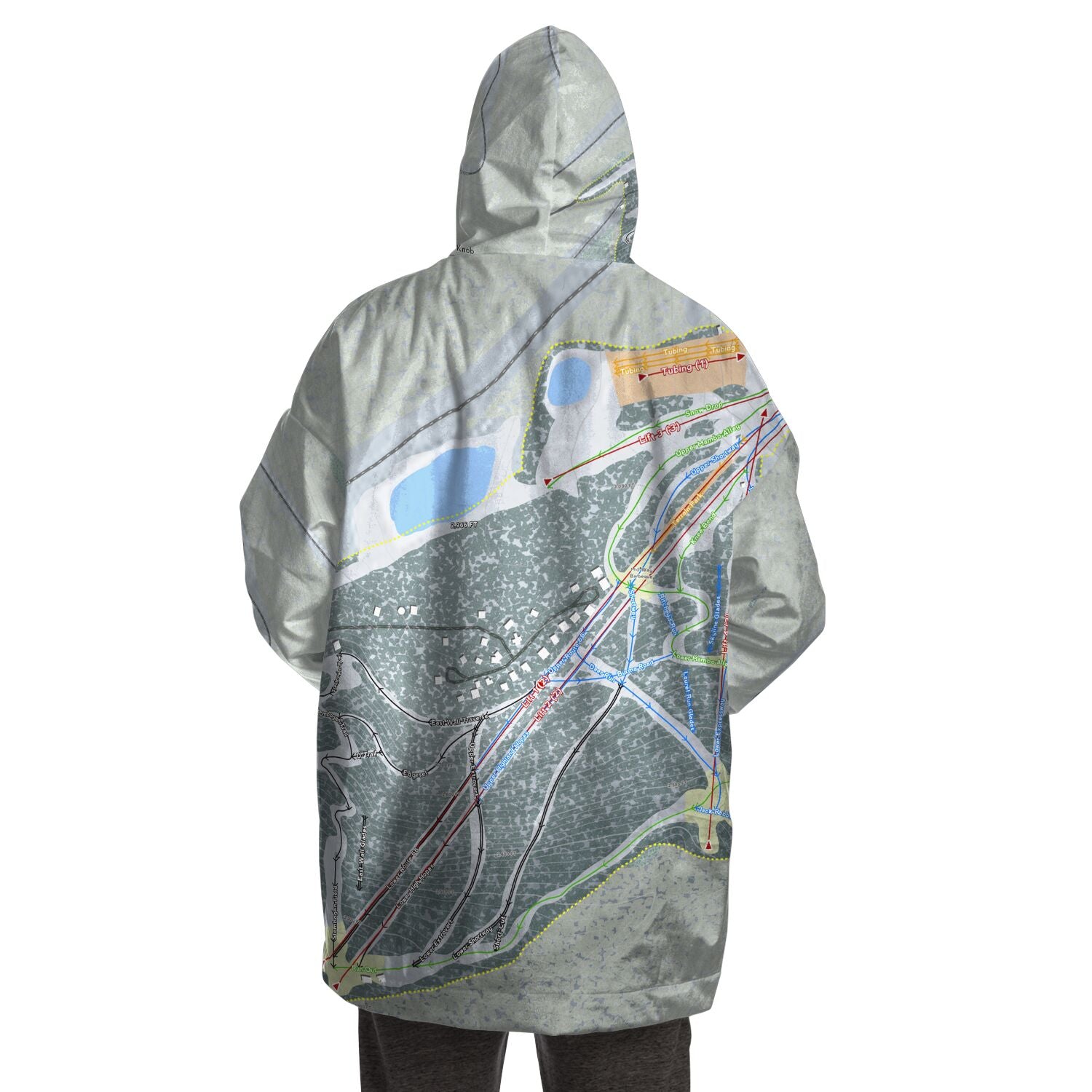 Blue Knob, Pennsylvania Ski Trail Map Snug Hoodie