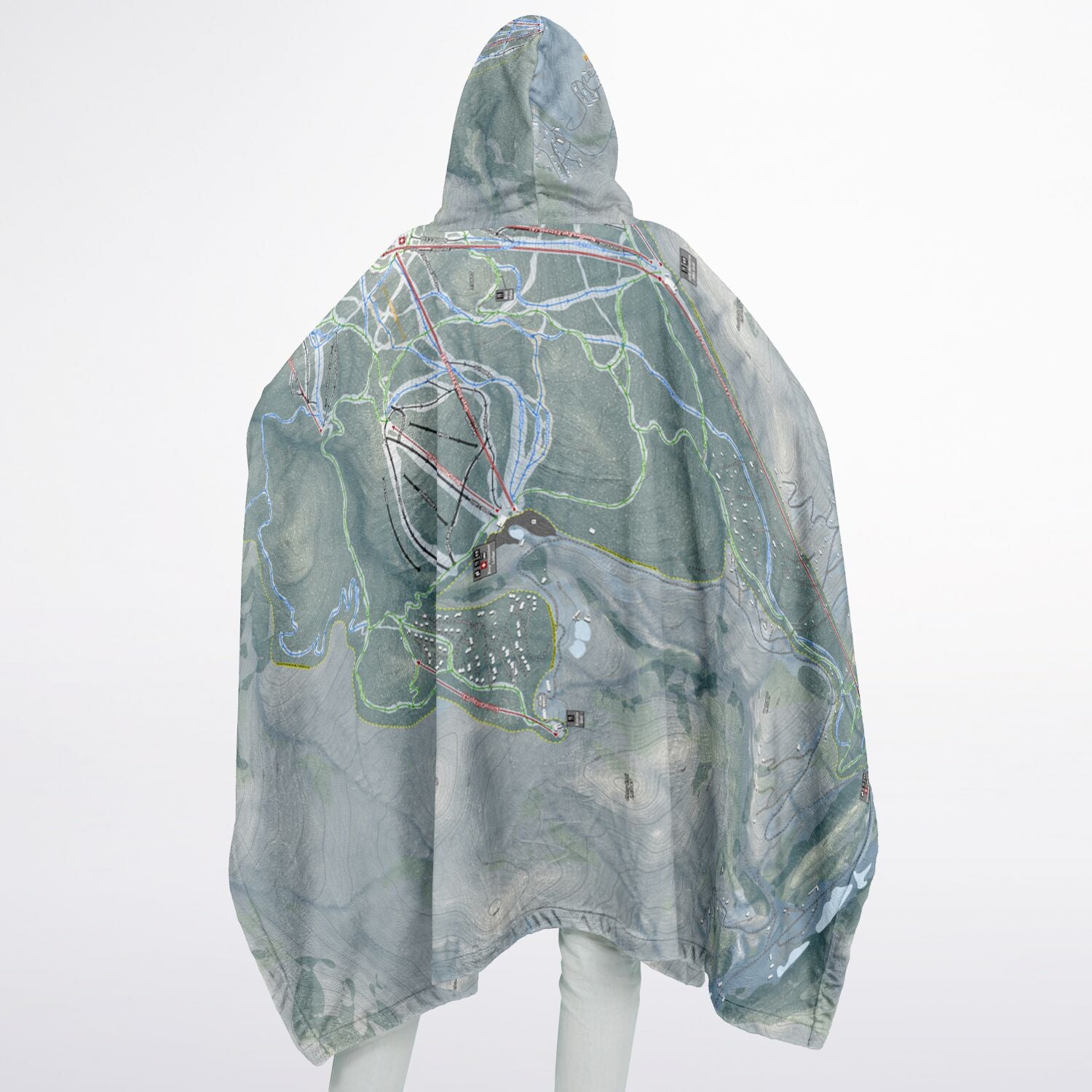 Killington, Vermont Ski Resort Map Flannel Blanket Poncho