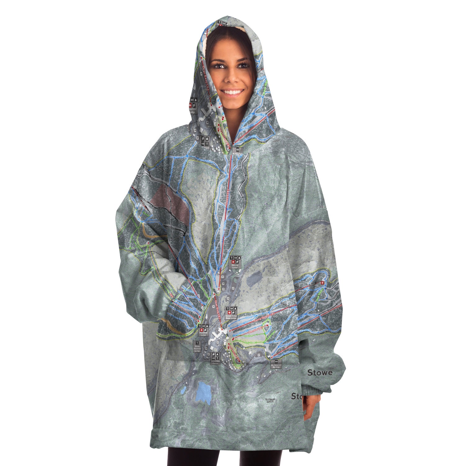 Stowe, Vermont Ski Trail Map - Snug Hoodie