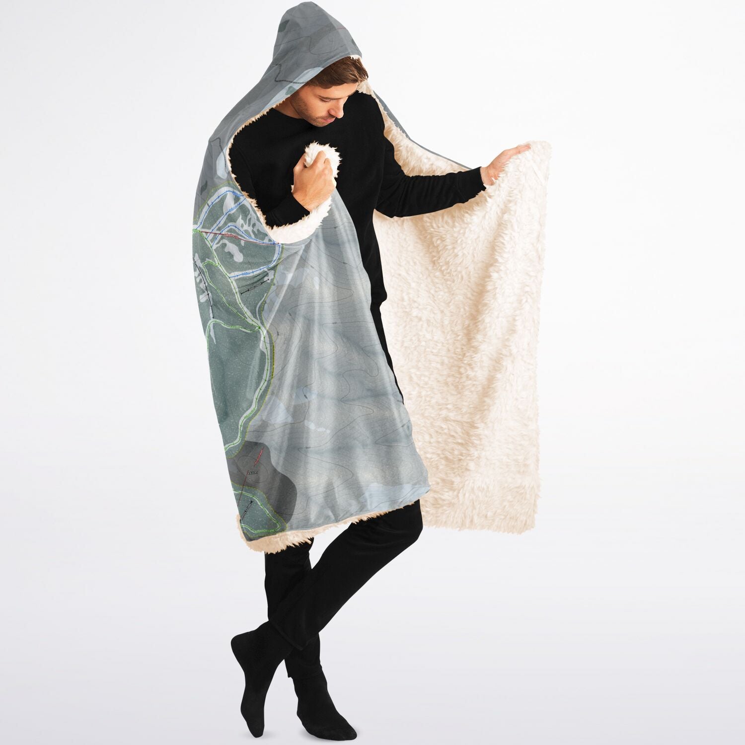 Brundage, Idaho Ski Trail Map - Adult Hooded Blanket