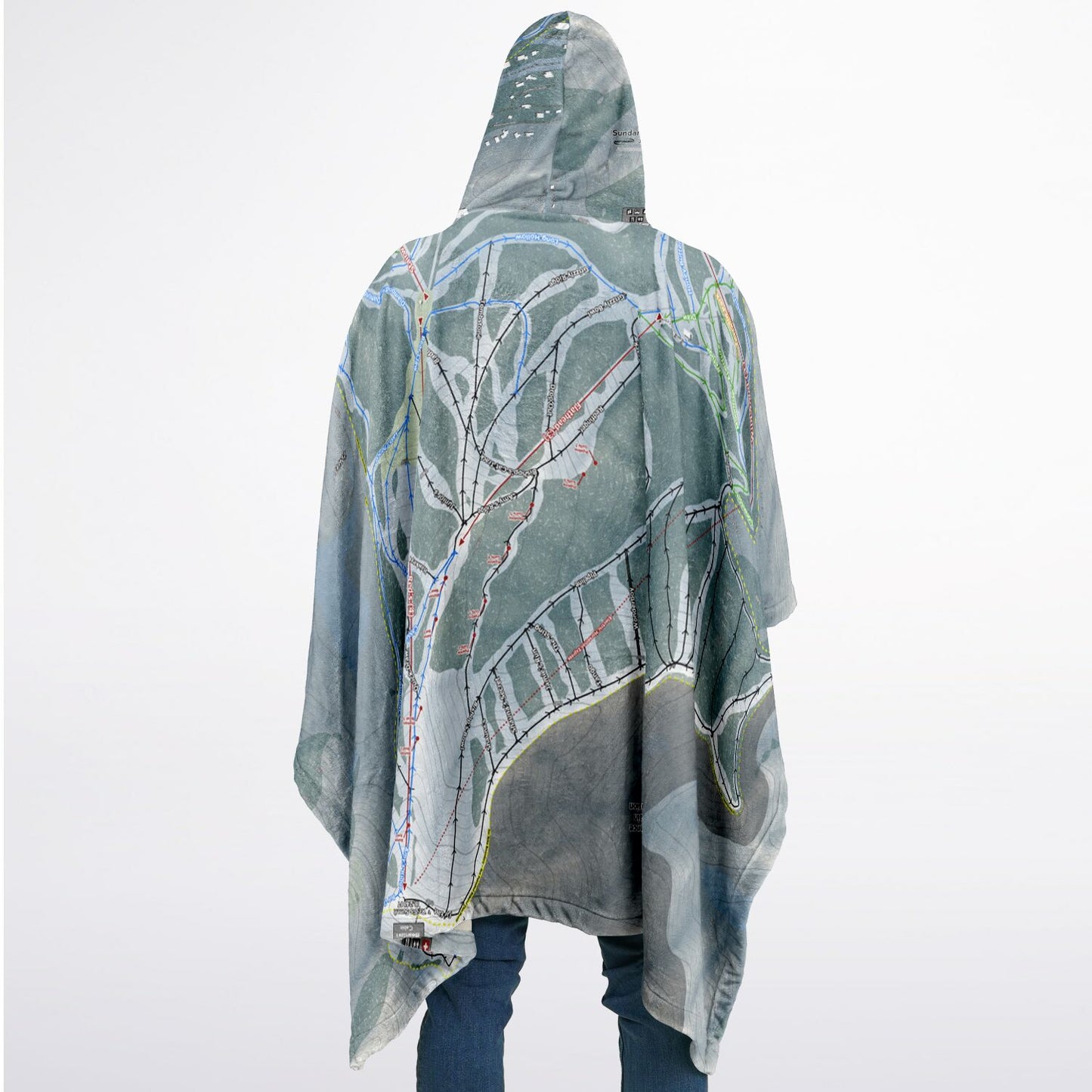 Sundance, Utah Ski Resort Map Flannel Blanket Poncho