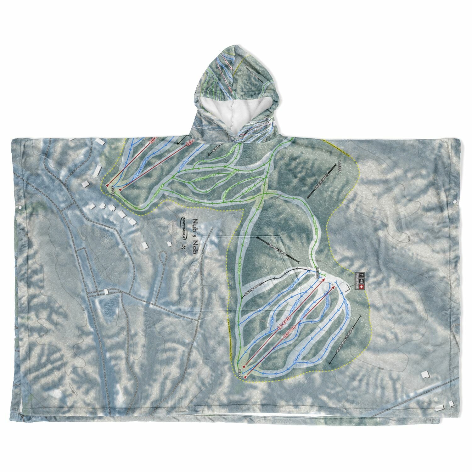 Nubs Nob, Michigan Ski Resort Map Flannel Blanket Poncho