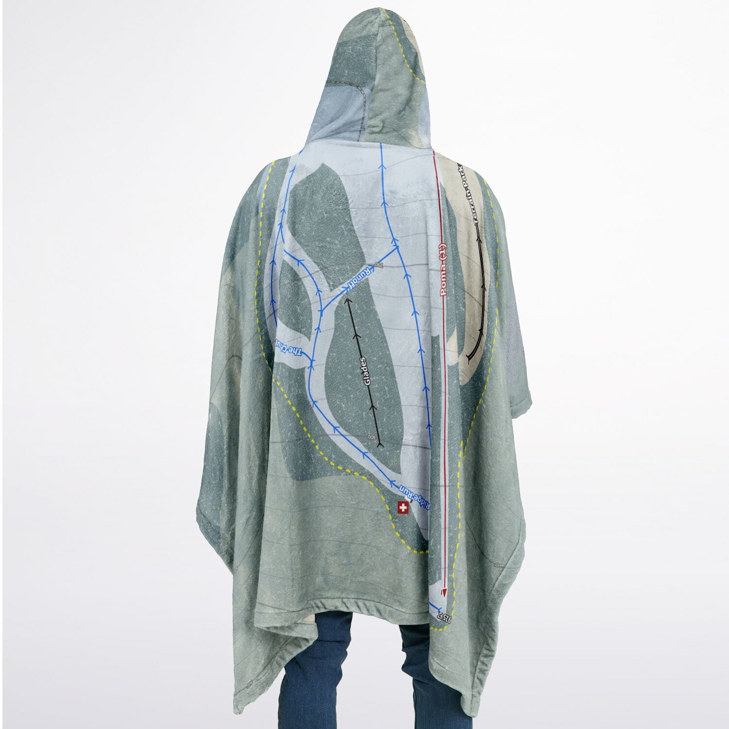 Storrs Hill, New Hampshire Ski Resort Map Flannel Blanket Poncho