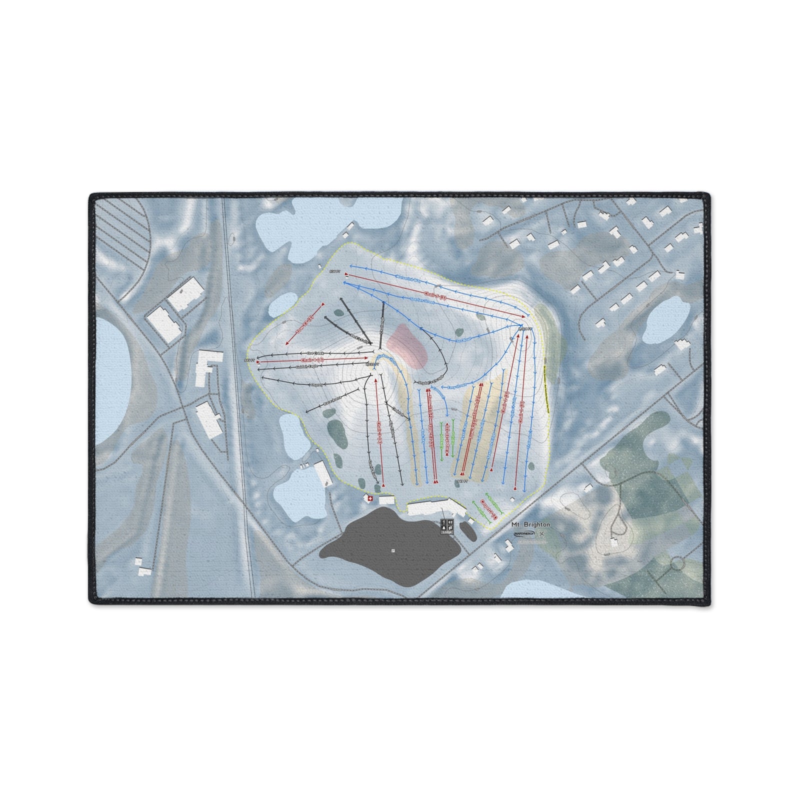 Mt Brighton, Michigan Ski Resort Map Heavy Duty Floor Mat