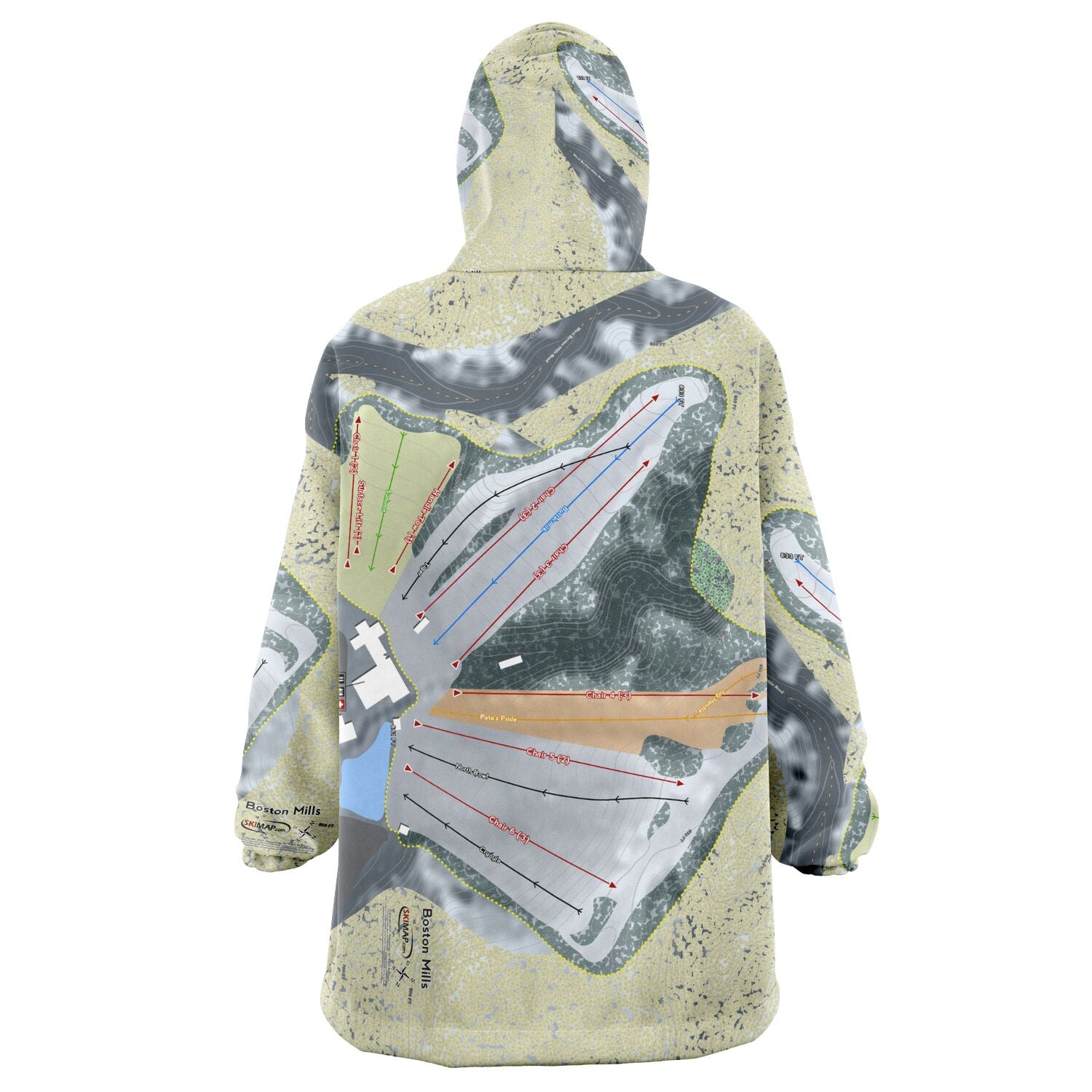 Boston Mills, Ohio Ski Trail Map - Snug Hoodie