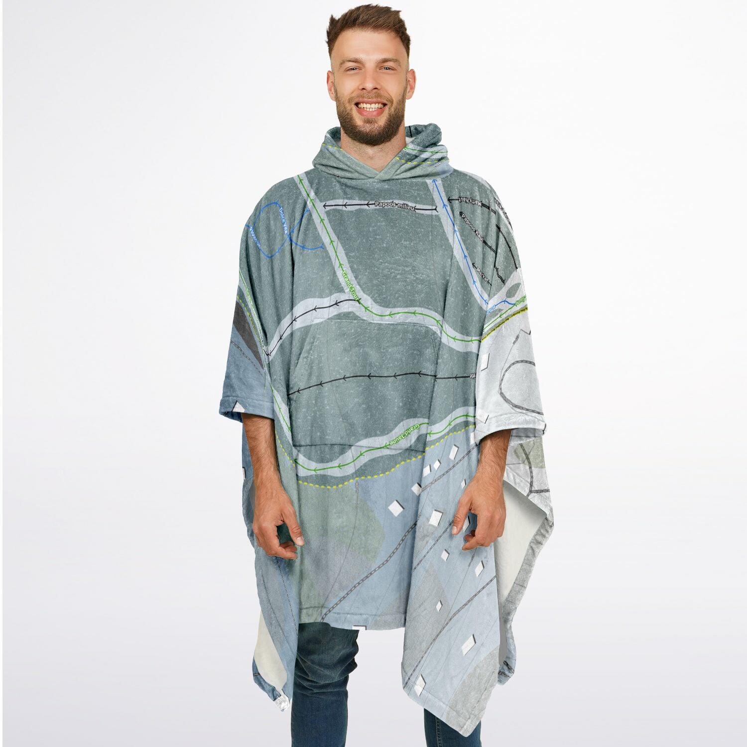 Mont Alta, Quebec Ski Resort Map Flannel Blanket Poncho