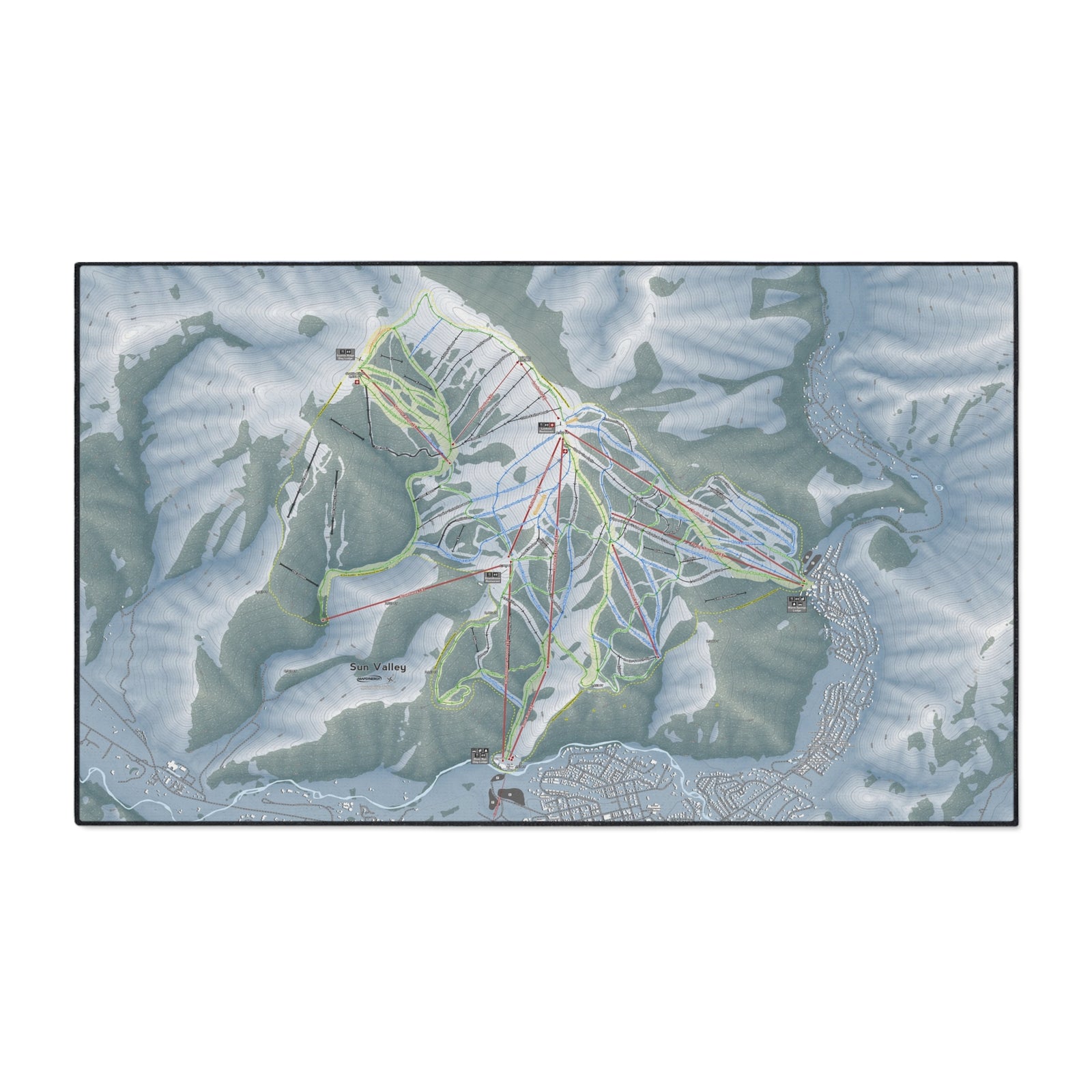 Sun Valley, Idaho Ski Resort Map Heavy Duty Floor Mat