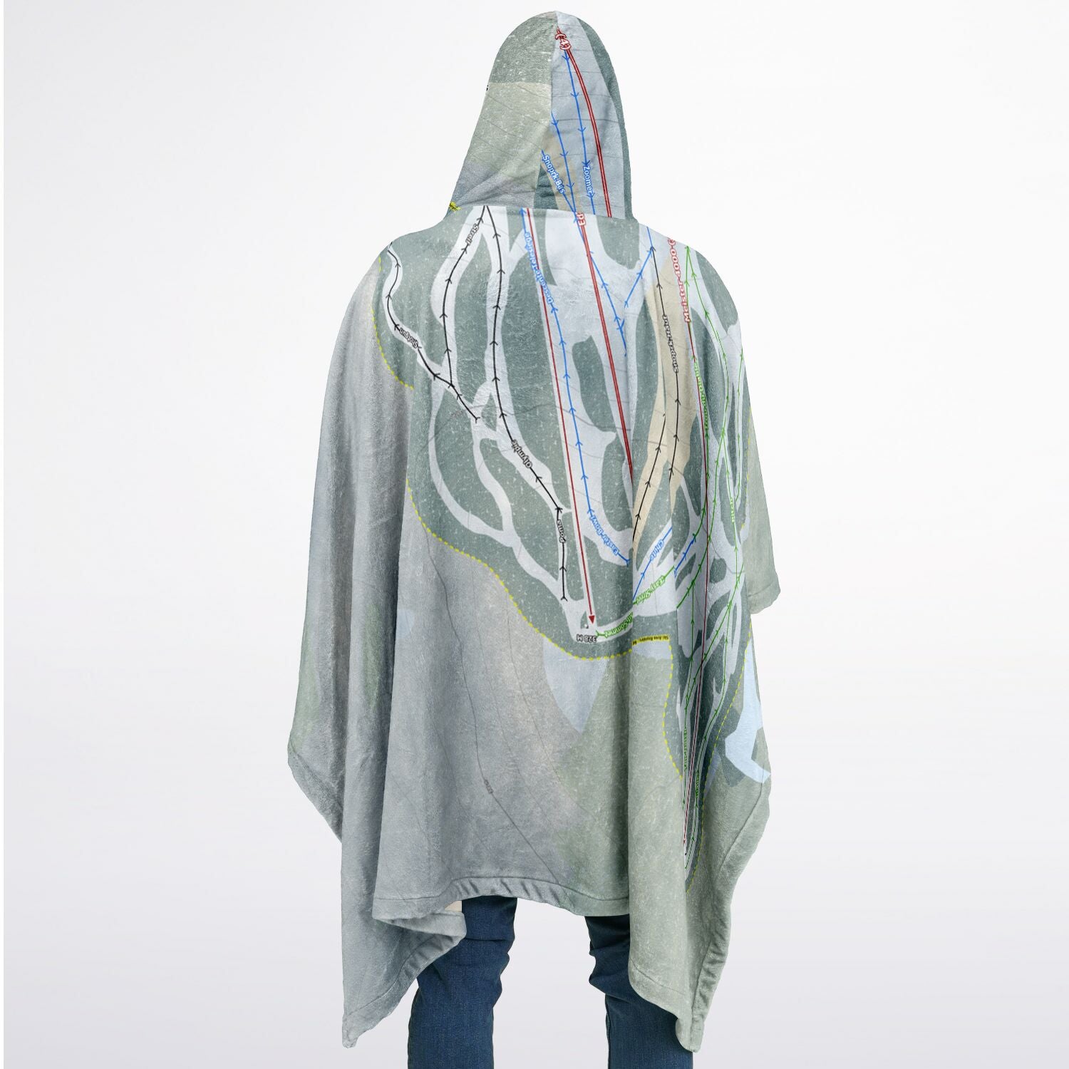 Sommet Edelweiss, Quebec Ski Resort Map Flannel Blanket Poncho