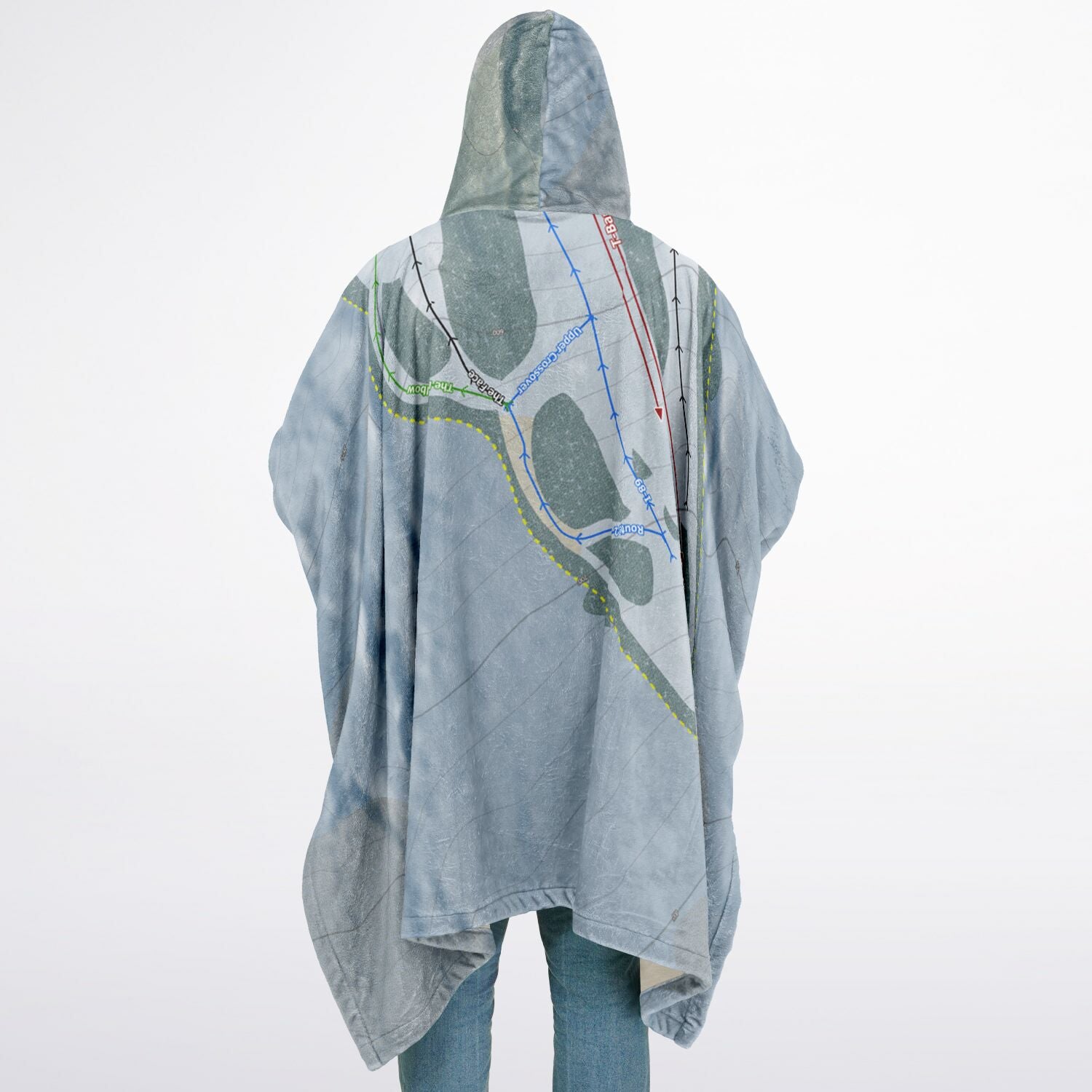 Cochrans, Vermont Ski Resort Map Flannel Blanket Poncho