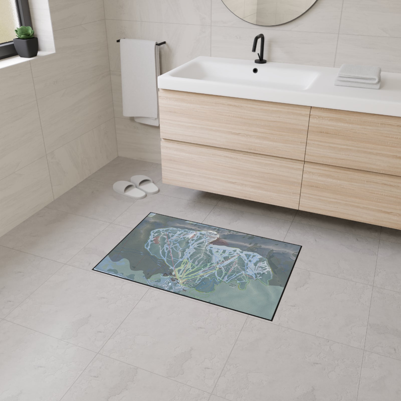 Fernie, British Columbia Ski Resort Map Heavy Duty Floor Mat