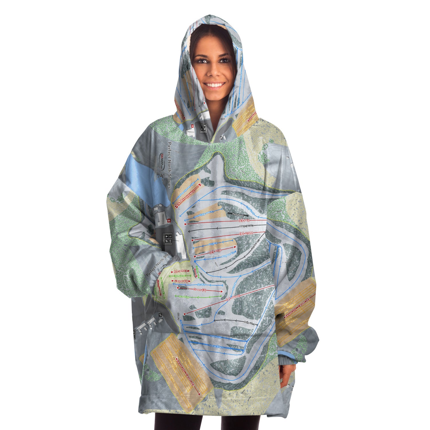 Perfect North Slopes, Indiana Ski Trail Map - Snug Hoodie