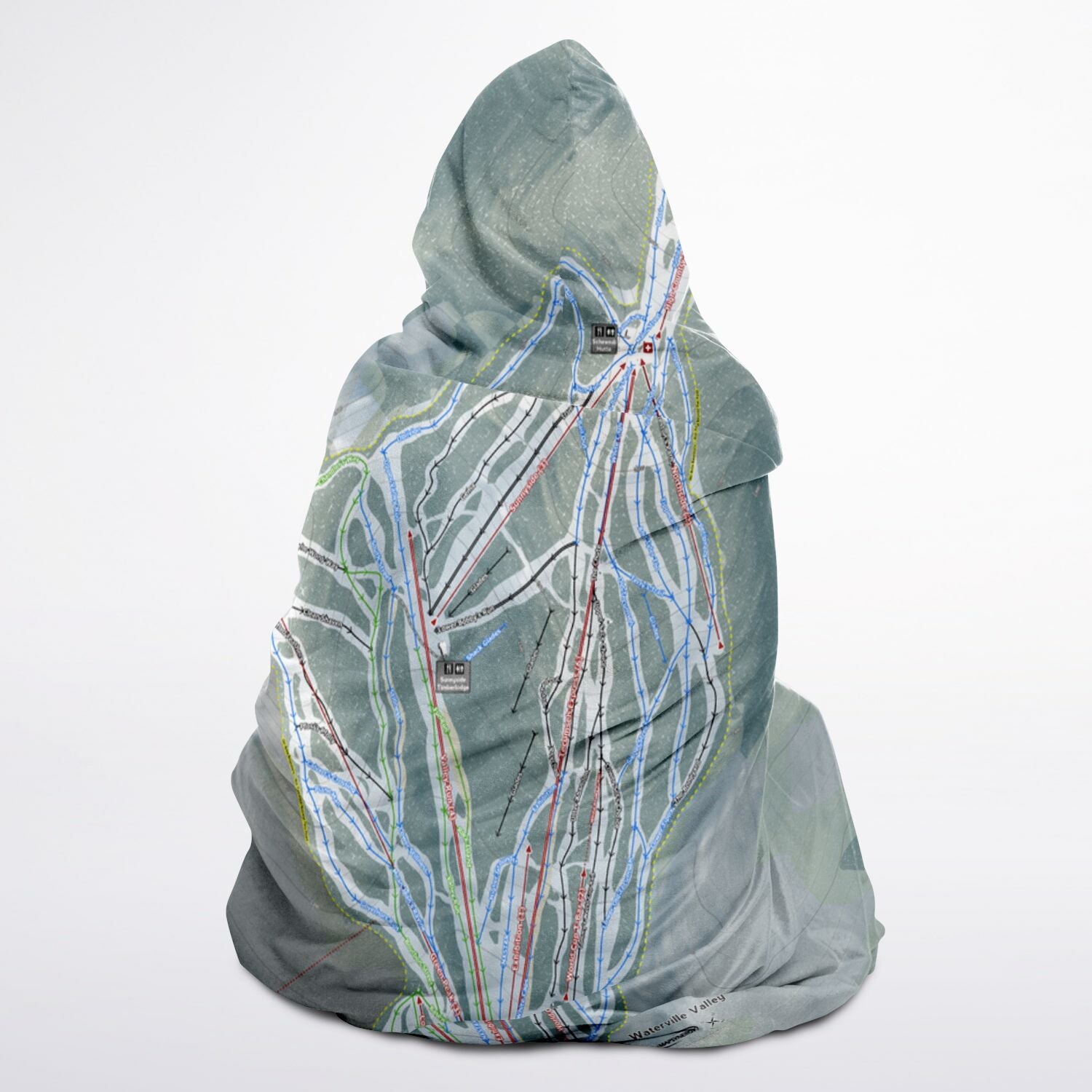 Waterville Valley, New Hampshire Ski Trail Map - Adult Hooded Blanket - Powderaddicts