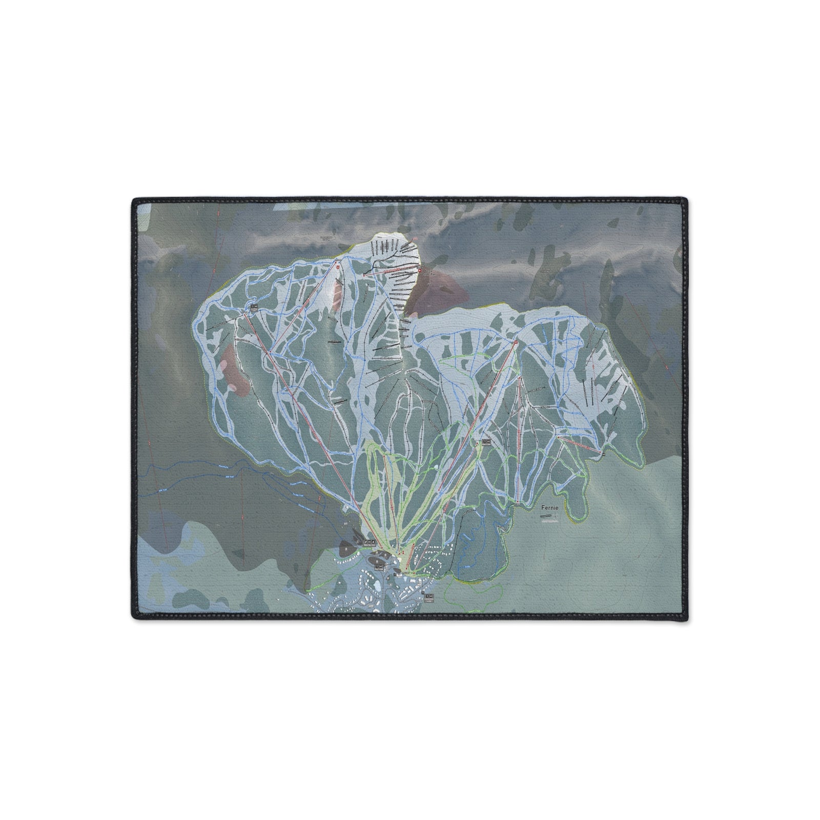Fernie, British Columbia Ski Resort Map Heavy Duty Floor Mat