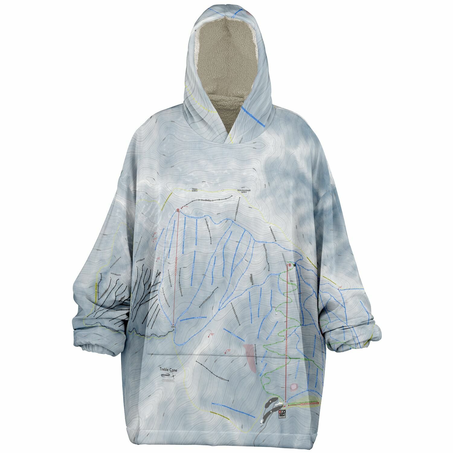 Treble Cone, New Zealand Ski Trail Map - Snug Hoodie