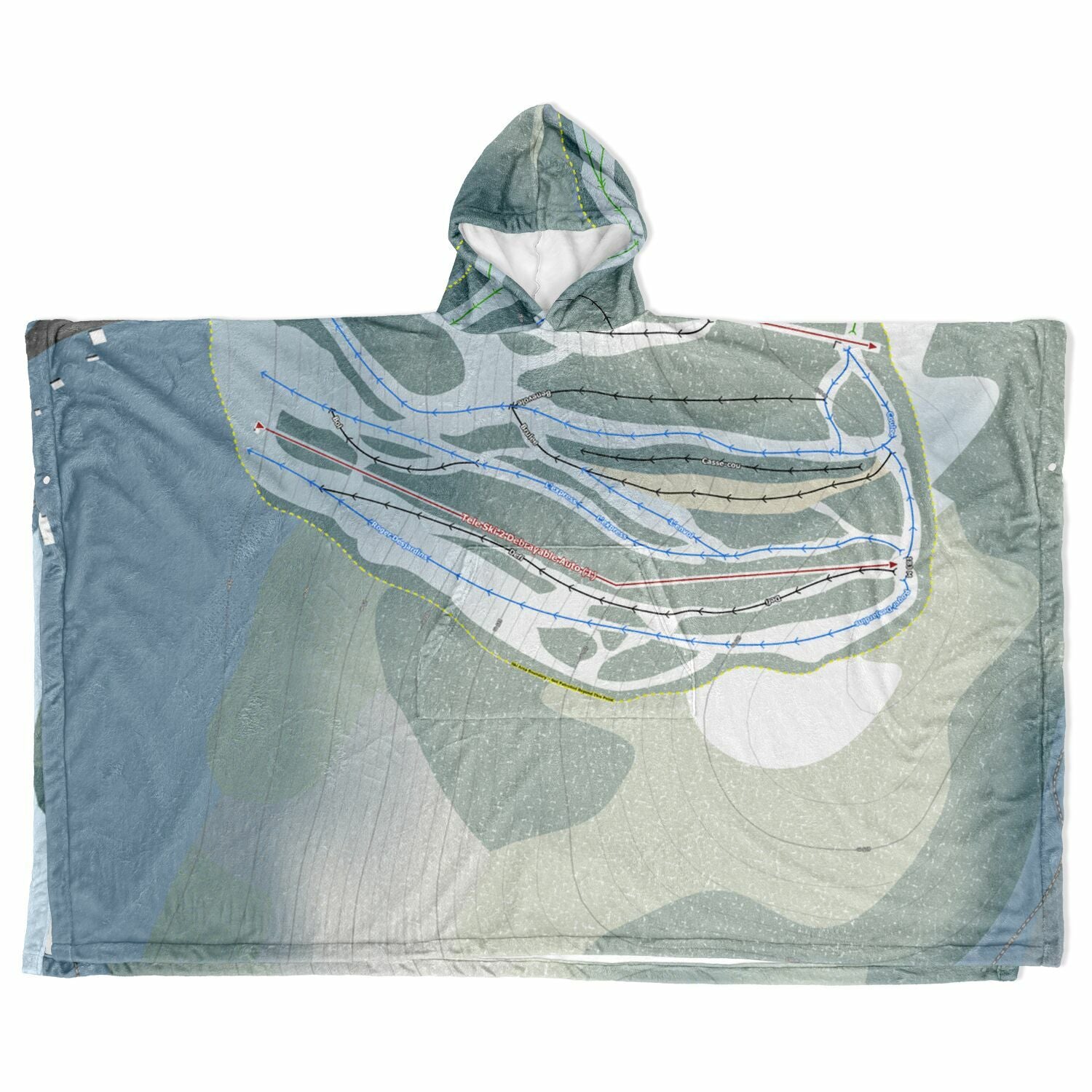 Mont Castor, Quebec Ski Resort Map Flannel Blanket Poncho