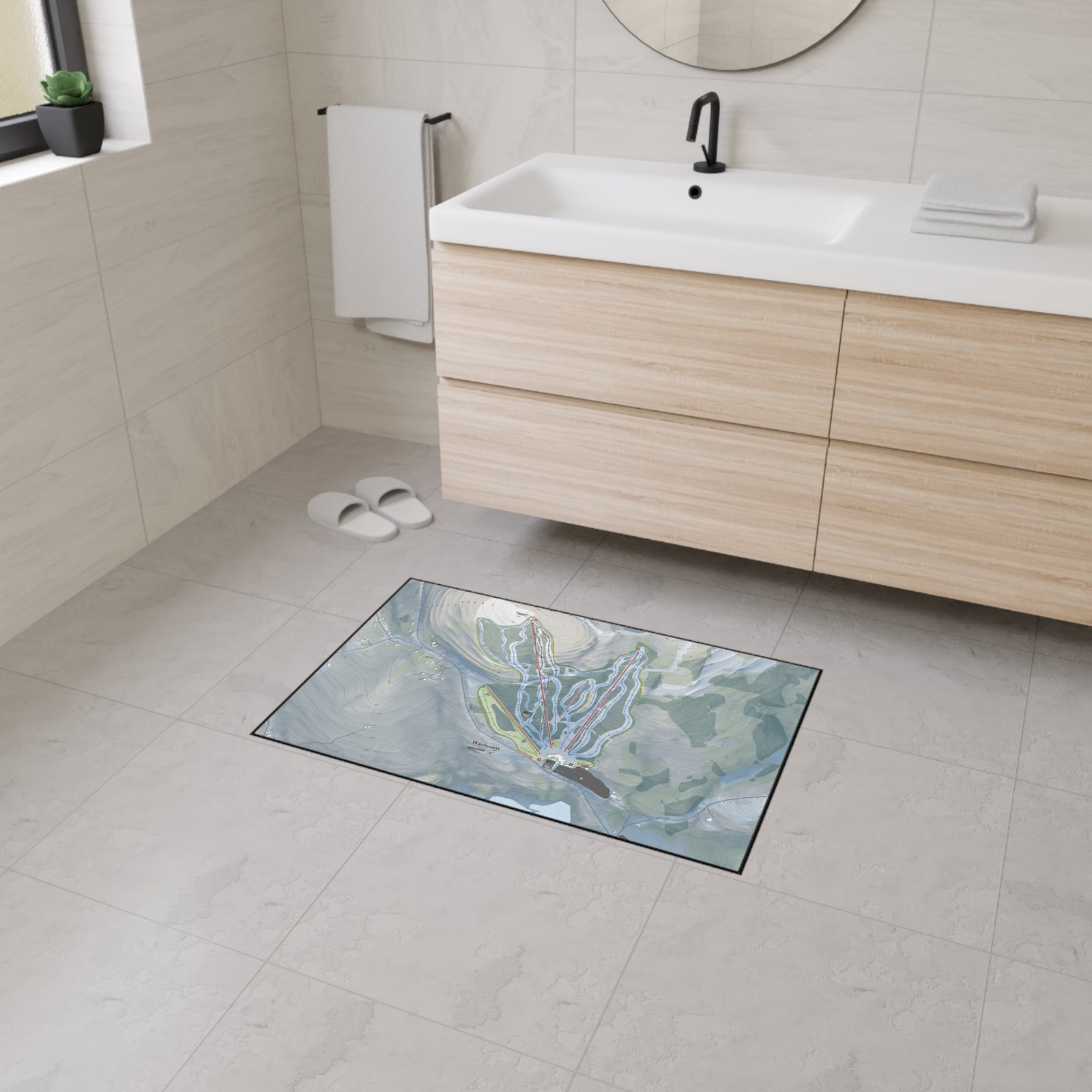 Wachusett Mountain, Massachusetts Ski Resort Map Heavy Duty Floor Mat
