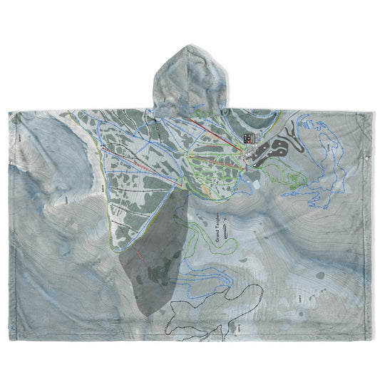 Grand Targhee, Wyoming Ski Resort Map Flannel Blanket Poncho