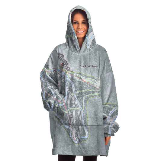 Blacktail, Montana Ski Trail Map - Snug Hoodie - Powderaddicts
