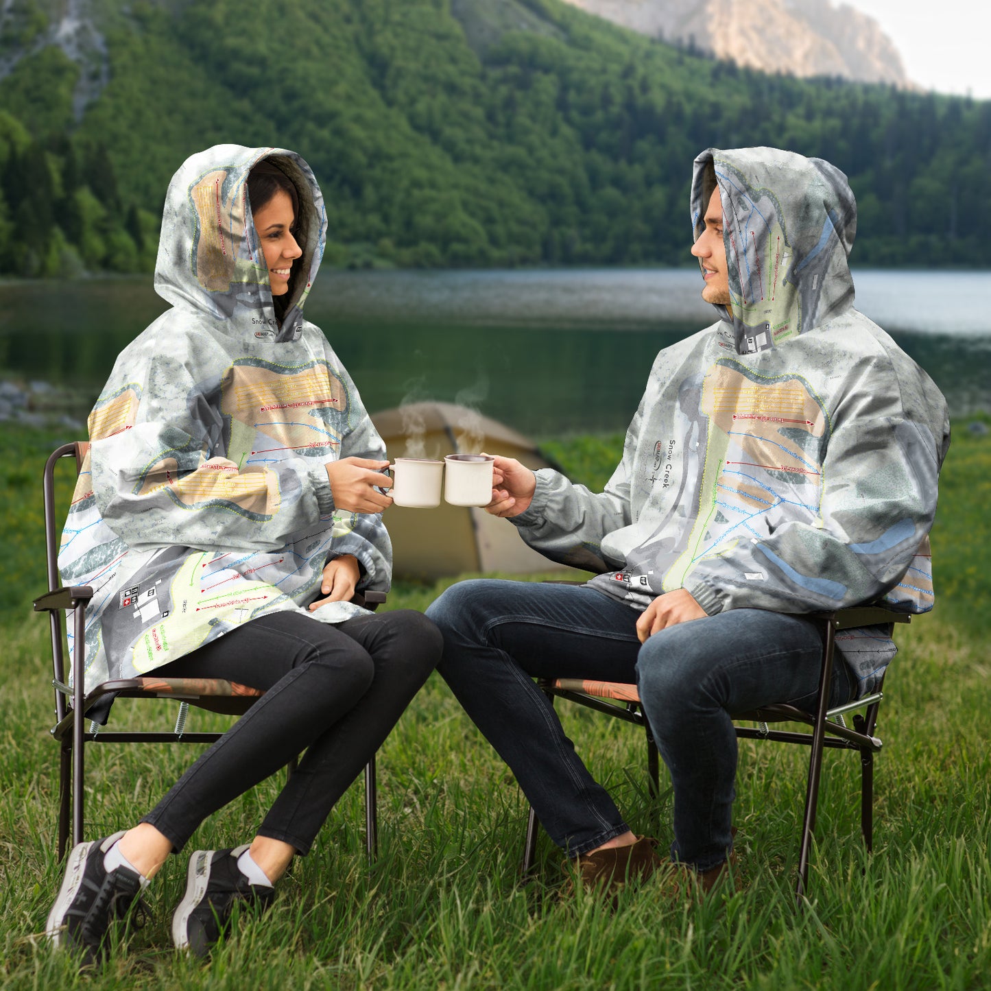 Snow Creek, Missouri Ski Trail Map Snug Hoodie - Powderaddicts