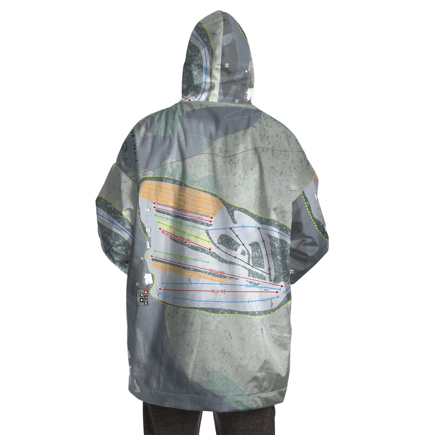 Ski Ward, Massachusetts Ski Trail Map Snug Hoodie