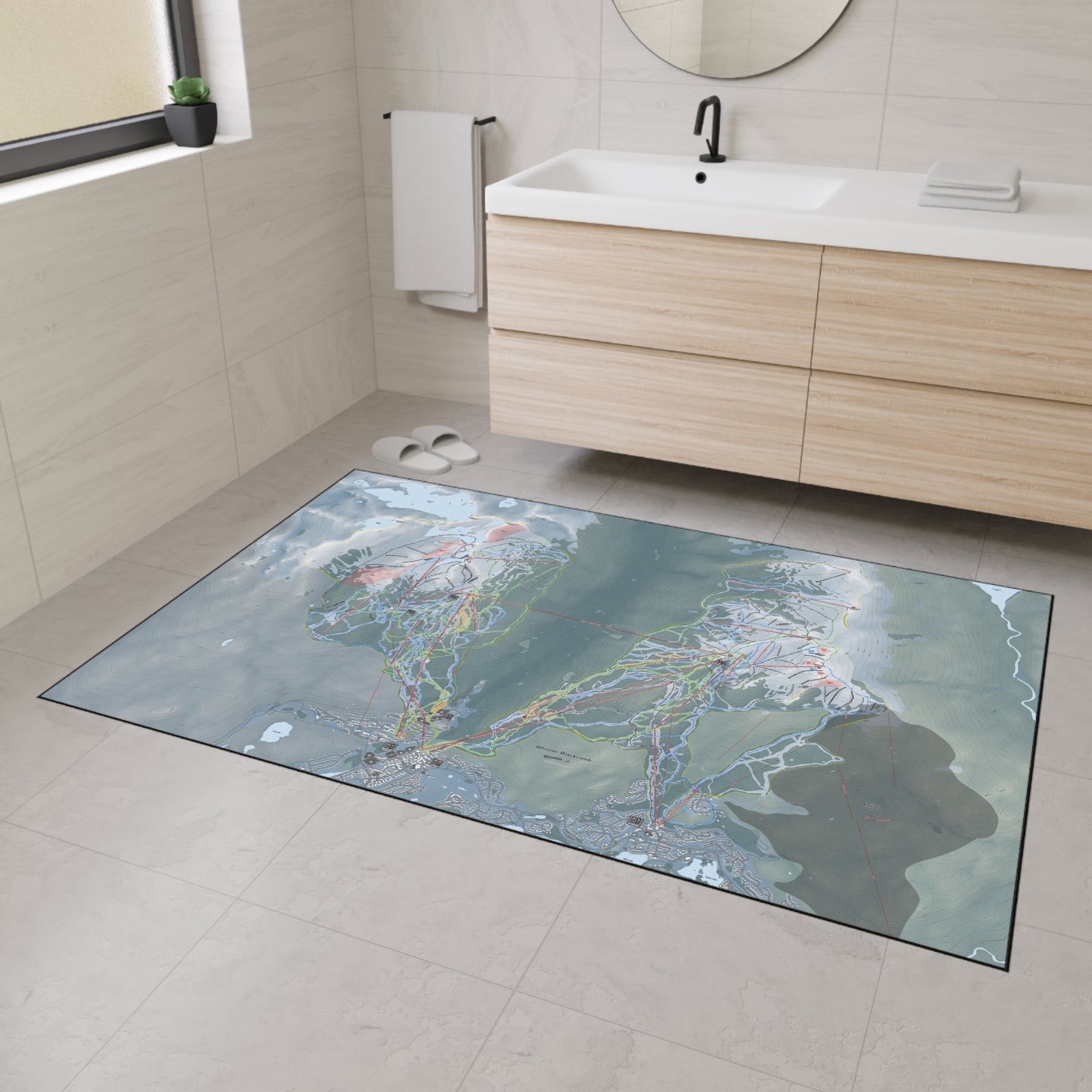 Whistler Blackcomb, British Columbia Ski Resort Map Heavy Duty Floor Mat