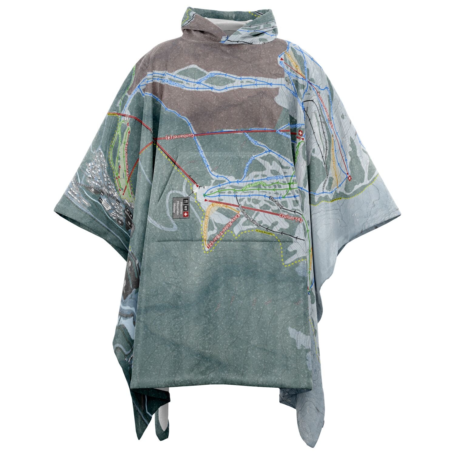Thredbo, Australia Ski Resort Map Flannel Blanket Poncho