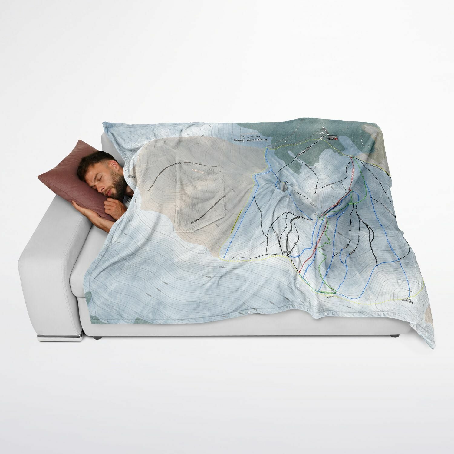 Craigieburn Valley, New Zealand Ski Resort Map Flannel Blanket Poncho