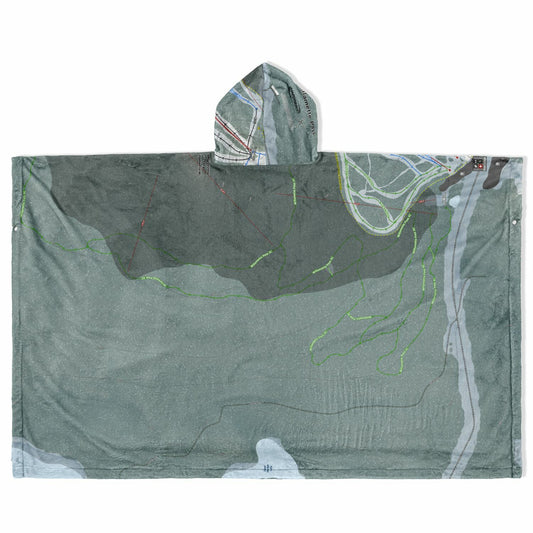 Willamette Pass, Oregon Ski Resort Map Flannel Blanket Poncho
