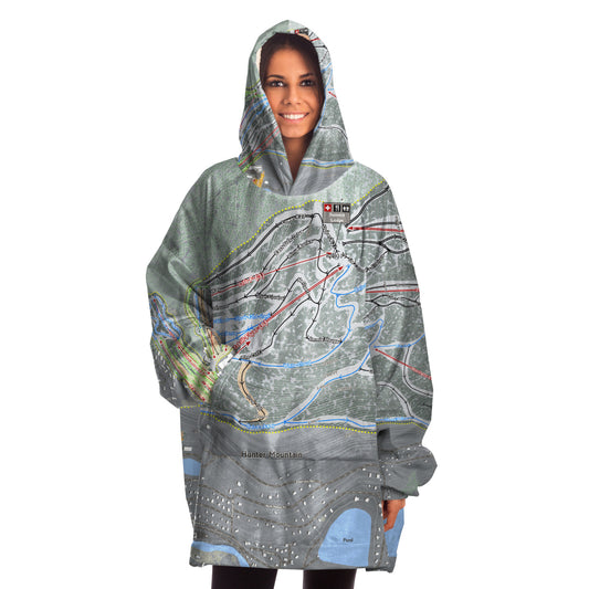 Hunter Mountain, New York Ski Trail Map - Snug Hoodie - Powderaddicts