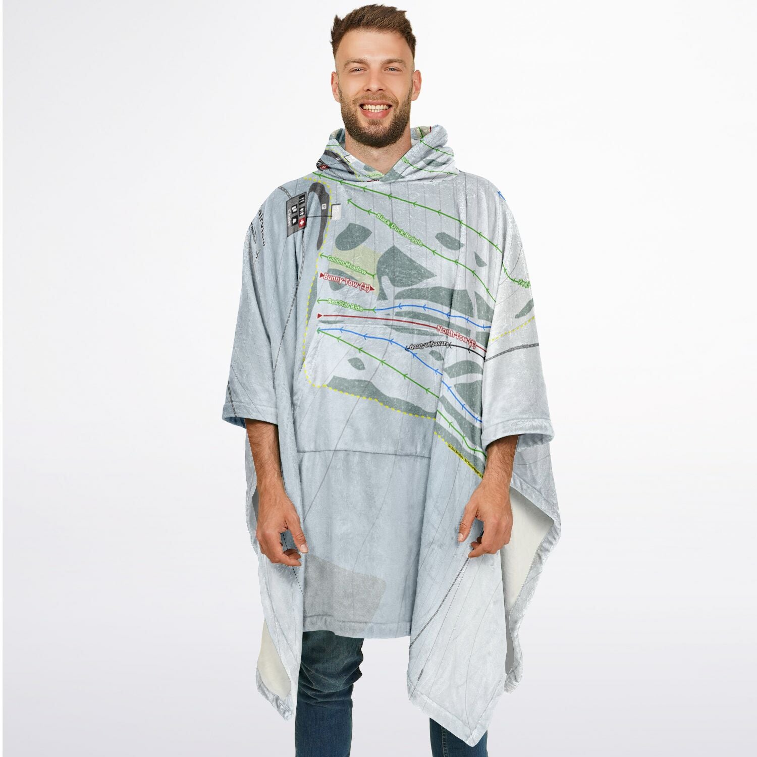 Fairview, Alberta Ski Resort Map Flannel Blanket Poncho