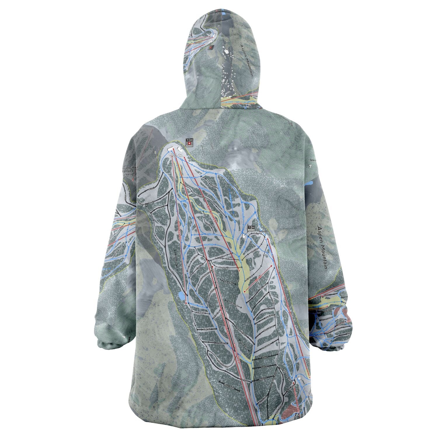 Aspen Mountain, Colorado Ski Trail Map - Snug Hoodie