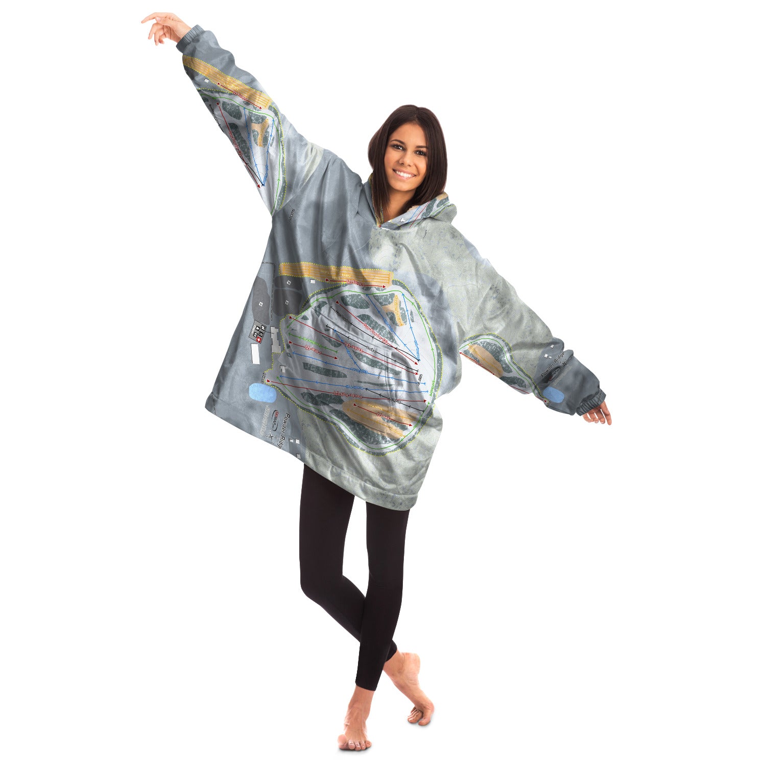 Powder Ridge, Minnesota Ski Trail Map Snug Hoodie