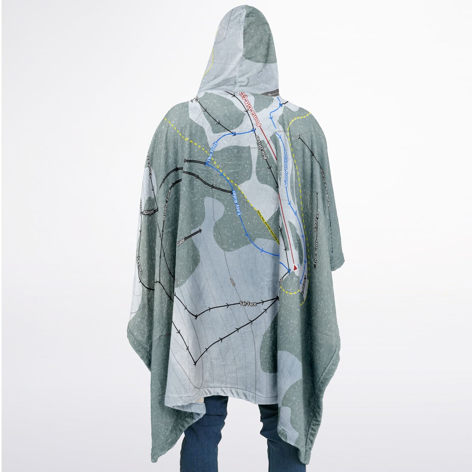Hurricane Ridge, Washington Ski Resort Map Flannel Blanket Poncho