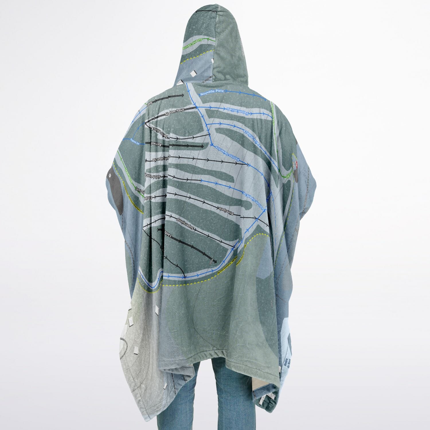 Mont Alta, Quebec Ski Resort Map Flannel Blanket Poncho