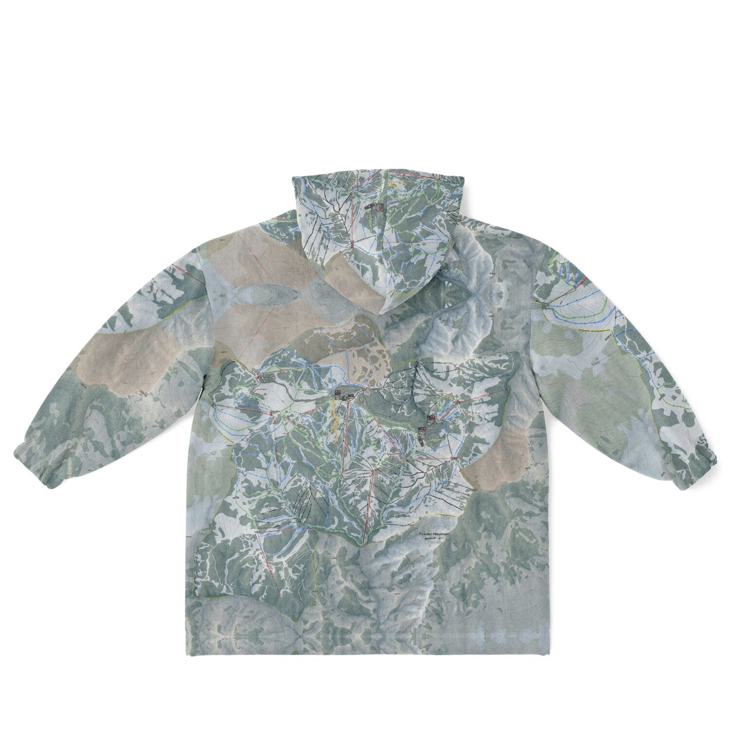 Powder Mountain, Utah Ski Resort Map Youth Reversible Snug Hoodie