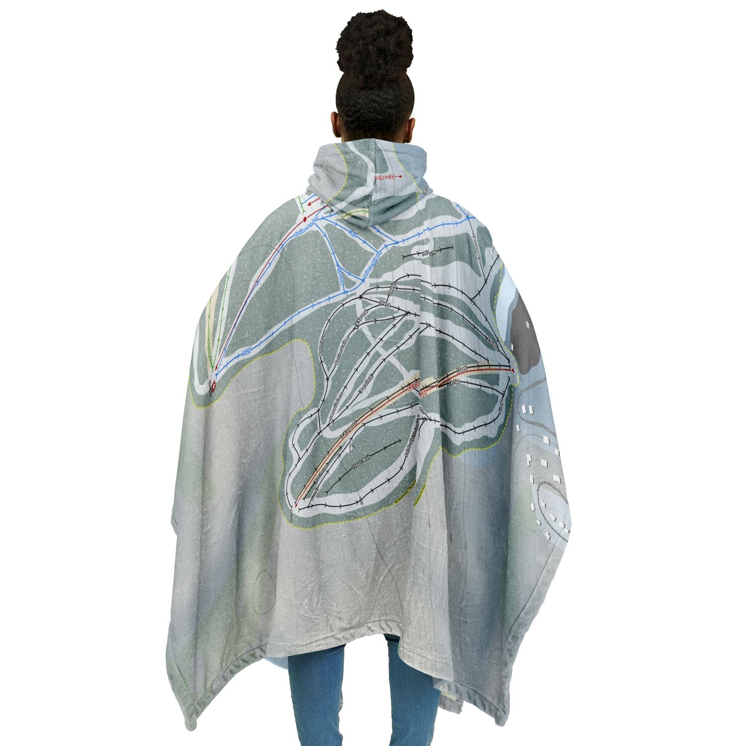 Vallee Du Parc, Quebec Ski Resort Map Flannel Blanket Poncho