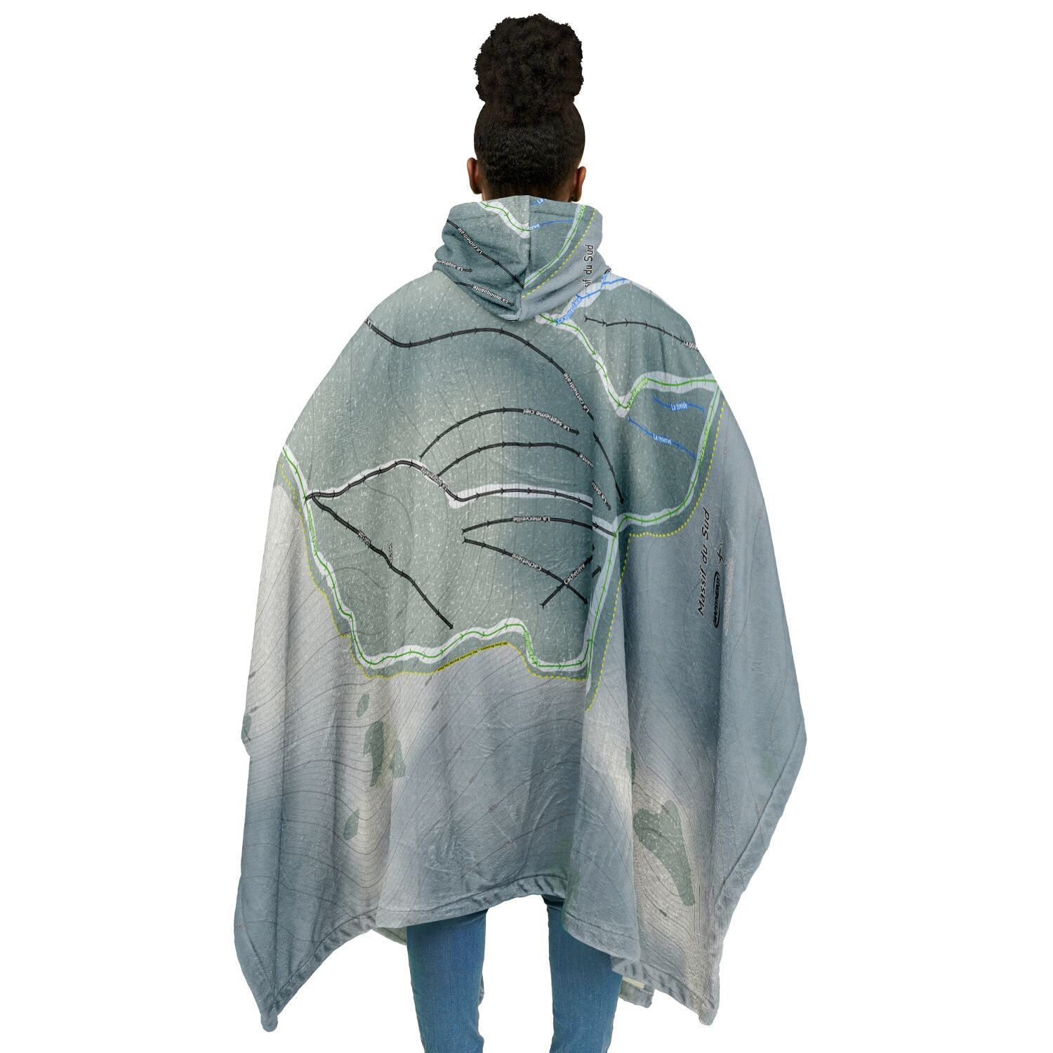 Massif Du Sud, Quebec Ski Resort Map Flannel Blanket Poncho