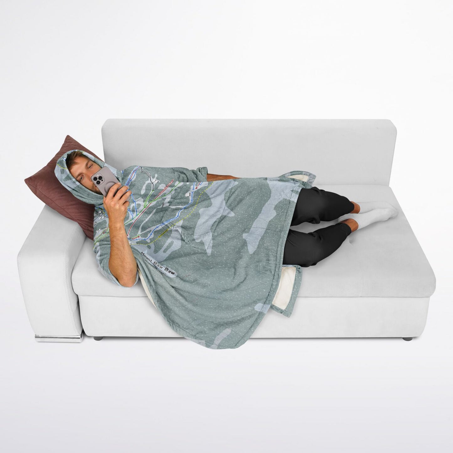 Mount Baw Baw, Australia Ski Resort Map Flannel Blanket Poncho - Powderaddicts