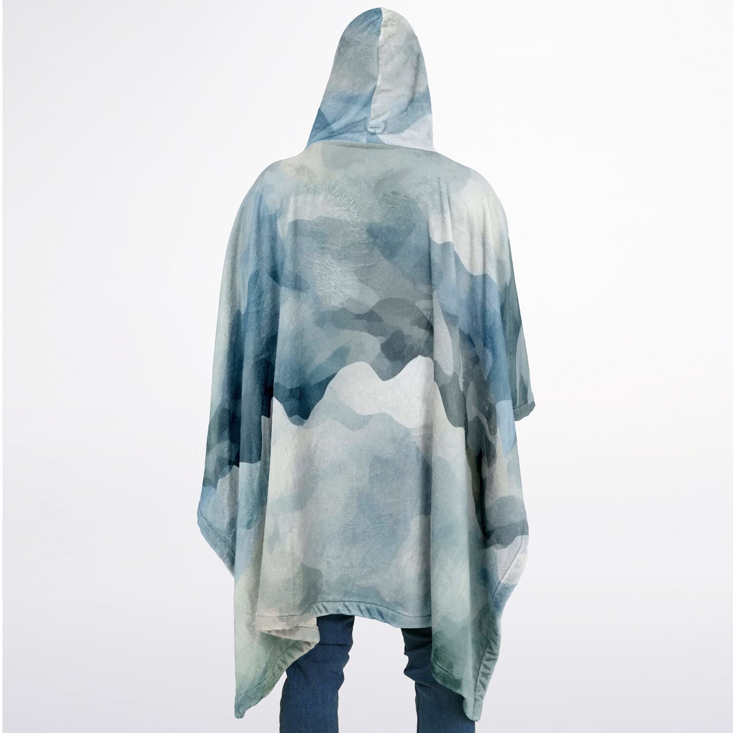 Watercolor Misty Mountain, Flannel Blanket Poncho
