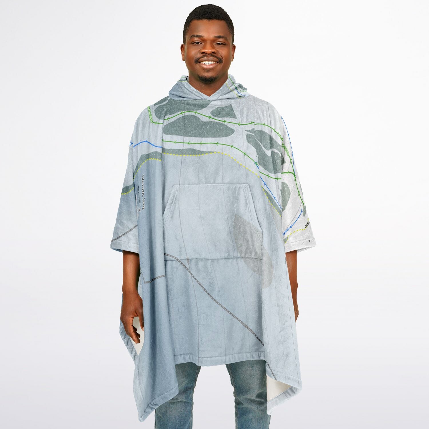 Mount Joy, Alberta Ski Resort Map Flannel Blanket Poncho