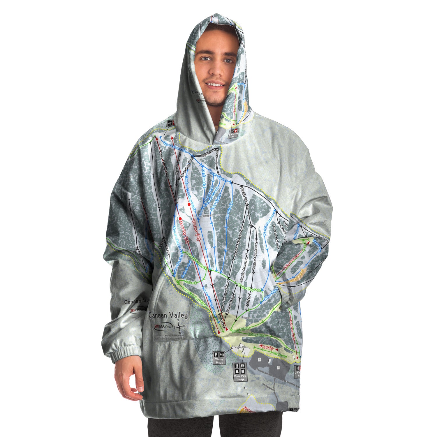 Canaan Valley, West Virginia Ski Trail Map - Snug Hoodie