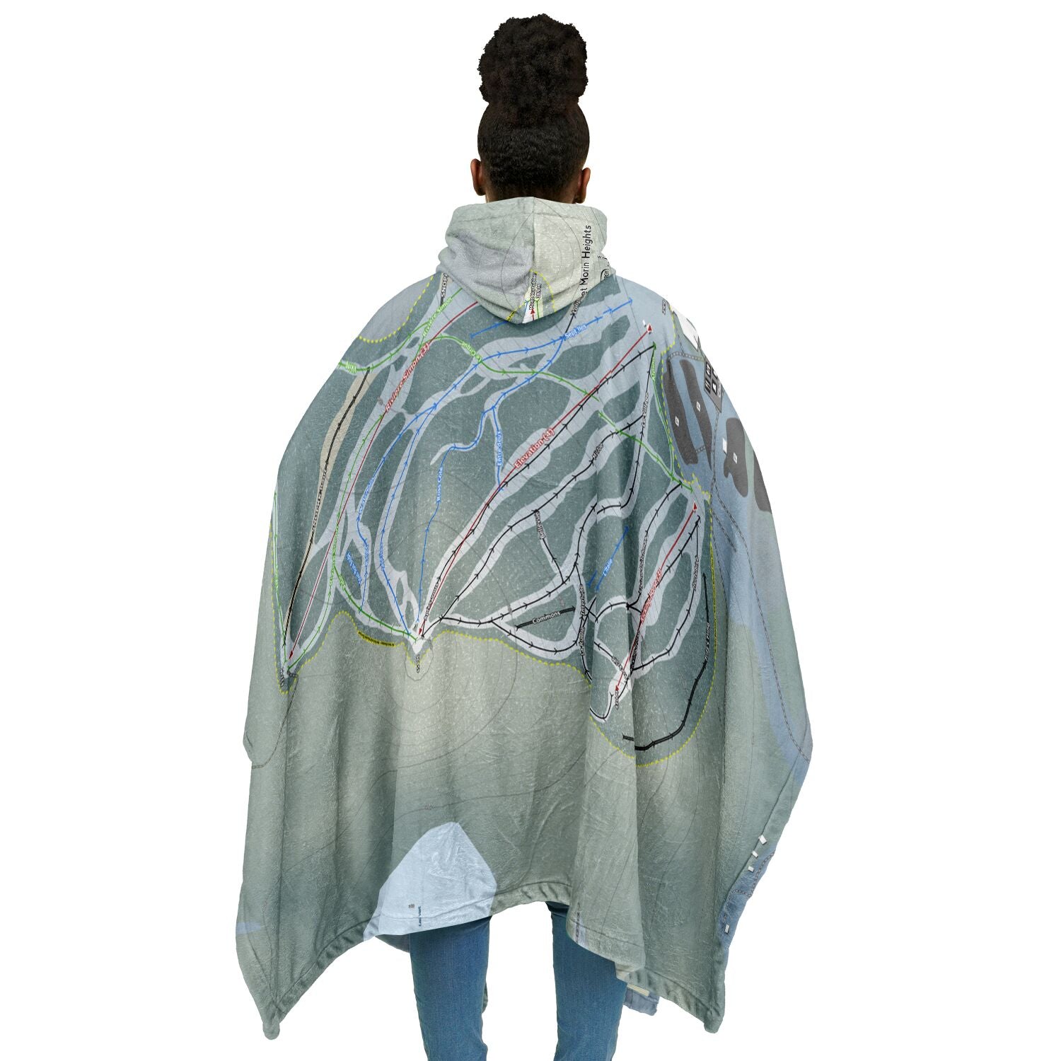 Sommet Morin Heights, Quebec Ski Resort Map Flannel Blanket Poncho