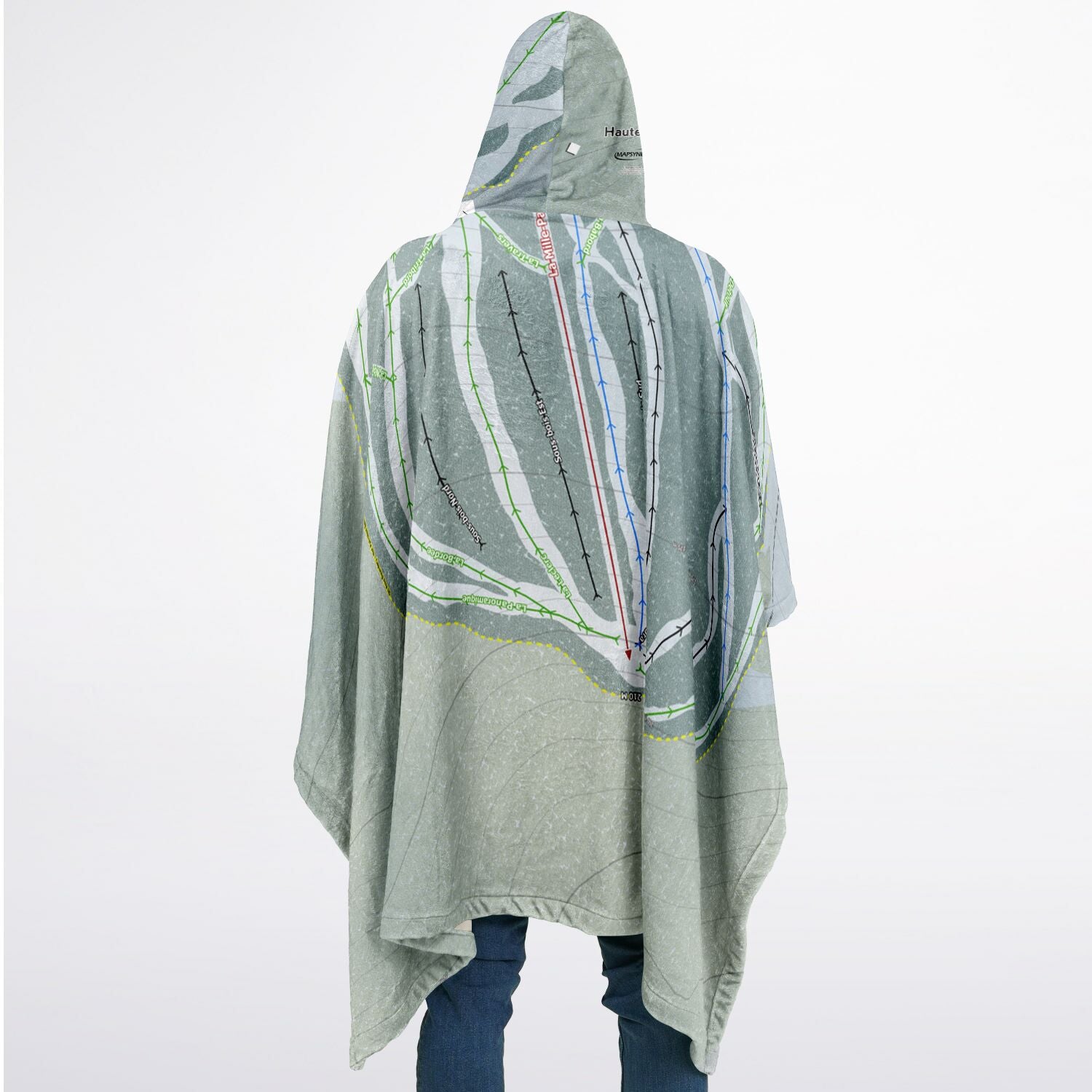 Haute Gaspesie, Quebec Ski Resort Map Flannel Blanket Poncho