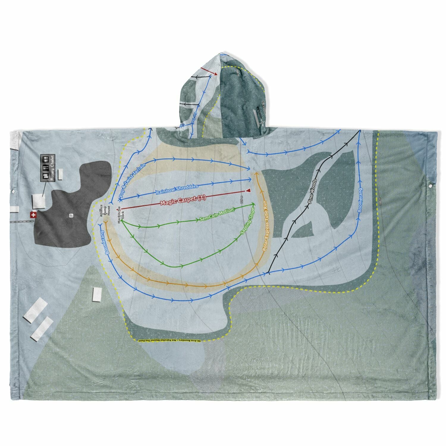 Eastlink Park, Alberta Ski Resort Map Flannel Blanket Poncho