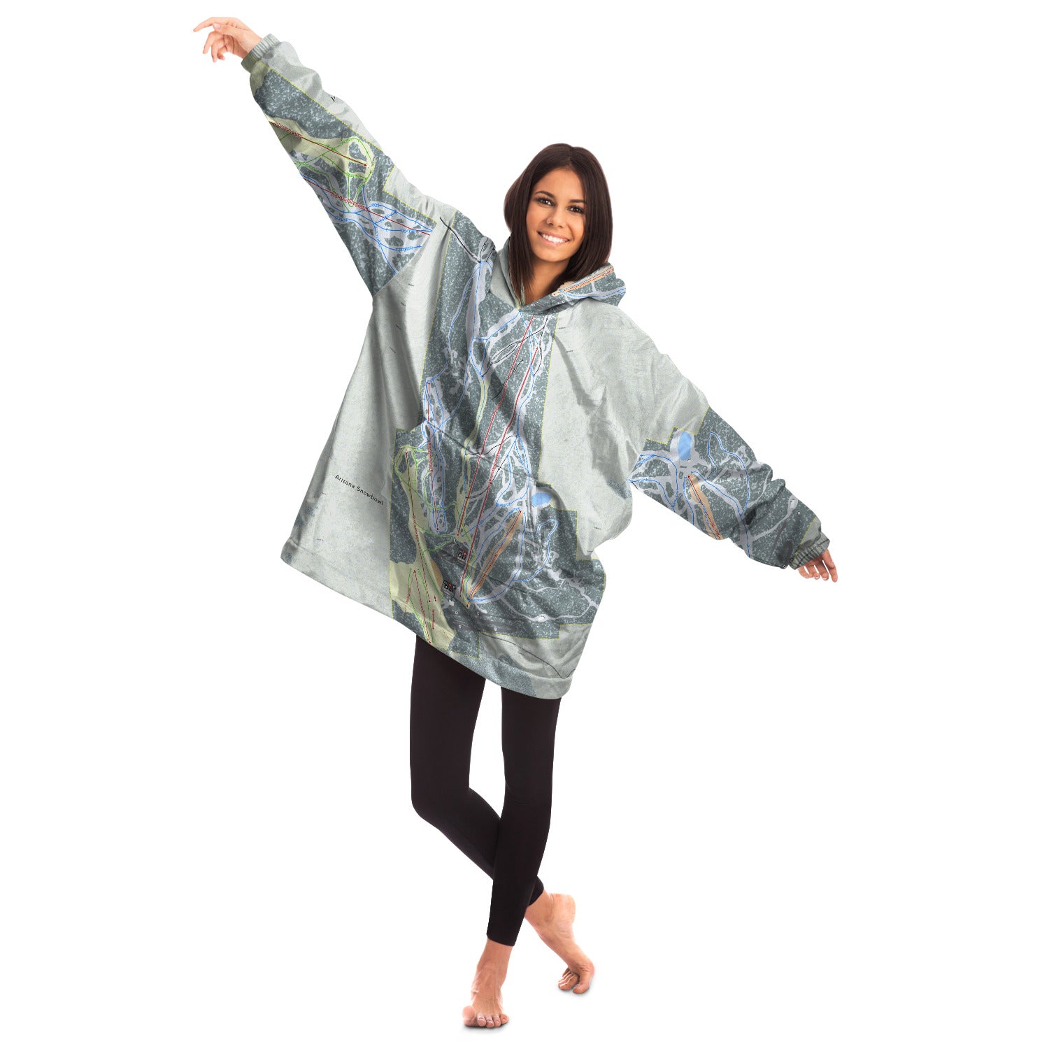 Arizona Snowbowl, Arizona Ski Trail Map Snug Hoodie